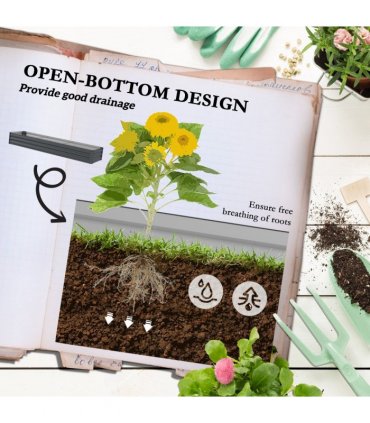 Outsunny Galvanised Raised Bed for Garden, Outdoor Elevated Planter Box, Grey