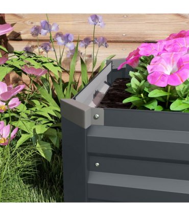 Outsunny Galvanised Raised Bed for Garden, Outdoor Elevated Planter Box, Grey