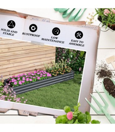 Outsunny Galvanised Raised Bed for Garden, Outdoor Elevated Planter Box, Grey