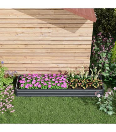 Outsunny Galvanised Raised Bed for Garden, Outdoor Elevated Planter Box, Grey