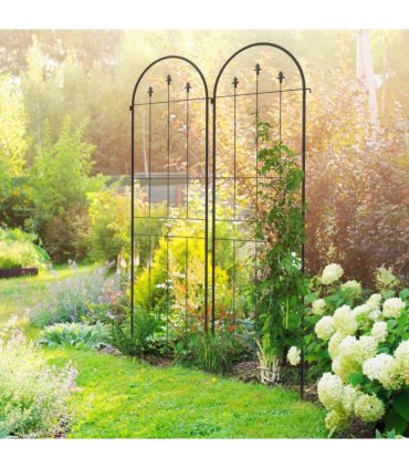 Trellis Set of 2 Metal Black Steel 50W x 180Hcm Climbing Plants Arrow Design
