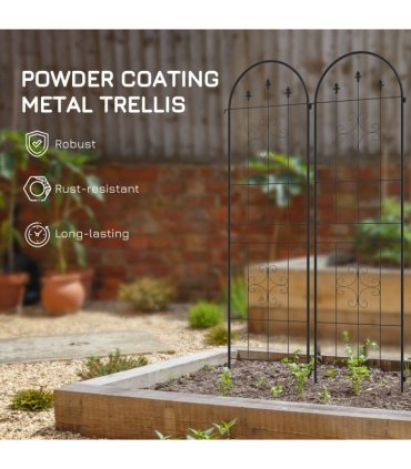 Trellis Set of 2 Metal Black Steel 50W x 180Hcm Climbing Plants Arrow Design