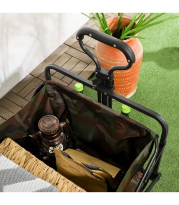 Outsunny Foldable Garden Cart, Outdoor Utility Wagon with Carry Bag, Camouflage
