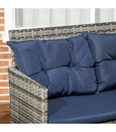 Outsunny 6 PCs Patio wicker Sofa Set Rattan Chair Furniture w/ Glass & Cushioned