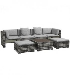Garden Furniture Set: 2 Armless Chairs, 2 Side Chairs, 2 Stools, Coffee Table