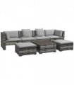 Garden Furniture Set: 2 Armless Chairs, 2 Side Chairs, 2 Stools, Coffee Table