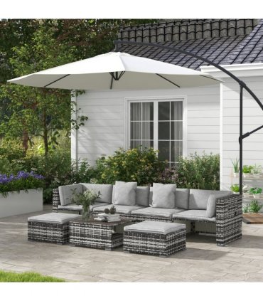 Garden Furniture Set: 2 Armless Chairs, 2 Side Chairs, 2 Stools, Coffee Table