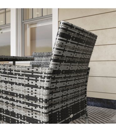 Outsunny 4 Seater Rattan Garden Furniture Set w/ Tempered Glass Tabletop - Grey