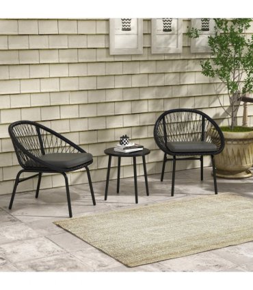 Outsunny 3 Piece Garden Furniture Set, Bistro Set w/ 2 Chairs & 1 Coffee Table