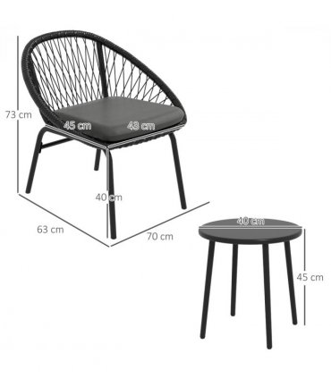 Outsunny 3 Piece Garden Furniture Set, Bistro Set w/ 2 Chairs & 1 Coffee Table