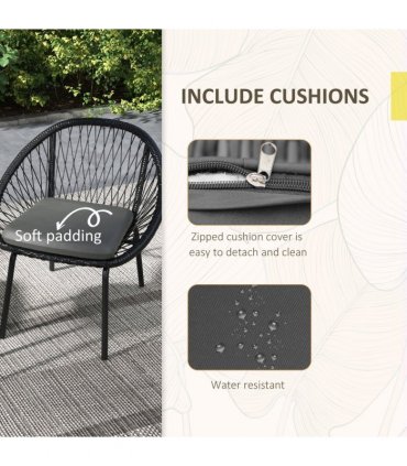 Outsunny 3 Piece Garden Furniture Set, Bistro Set w/ 2 Chairs & 1 Coffee Table