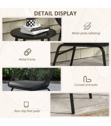 Outsunny 3 Piece Garden Furniture Set, Bistro Set w/ 2 Chairs & 1 Coffee Table