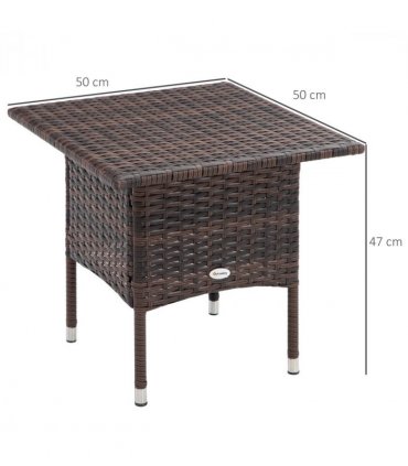 Outsunny PE Rattan Outdoor Coffee Table, Easy Match Rattan Side Table, Brown