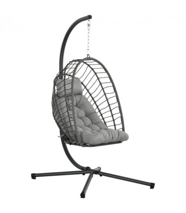 Outsunny PE Hanging Swing Chair w/ Thick Cushion, Patio Hanging Chair, Grey