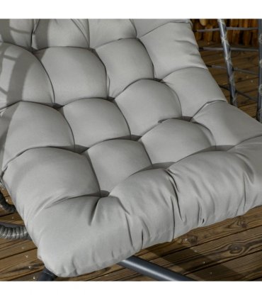 Outsunny PE Hanging Swing Chair w/ Thick Cushion, Patio Hanging Chair, Grey
