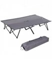 Outsunny Double Camping Folding Cot Outdoor Portable Sunbed w/ Carry Bag, Grey