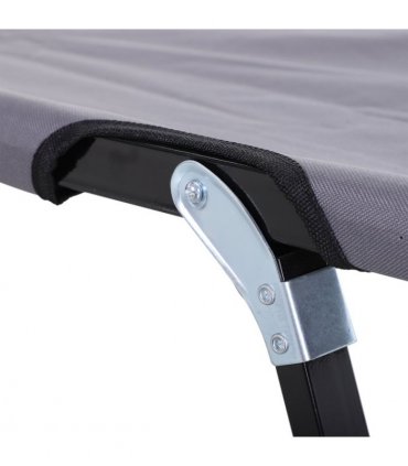 Outsunny Double Camping Folding Cot Outdoor Portable Sunbed w/ Carry Bag, Grey