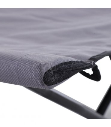 Outsunny Double Camping Folding Cot Outdoor Portable Sunbed w/ Carry Bag, Grey