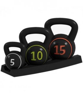 SPORTNOW Set of Three Kettlebell Weights with Storage Tray, 2.2kg, 4.5kg, 6.8kg