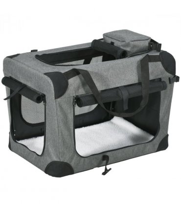 PawHut Folding Pet Carrier Bag House W/ Cushion Storage, Grey 60x41.5x41cm