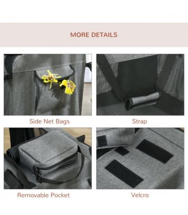 PawHut Folding Pet Carrier Bag House W/ Cushion Storage, Grey 60x41.5x41cm