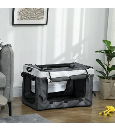 PawHut Foldable Pet Stroller w/ Detachable Carrier, Soft Padding - Grey