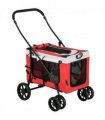PawHut Foldable Pet Stroller w/ Detachable Carrier, Soft Padding - Red