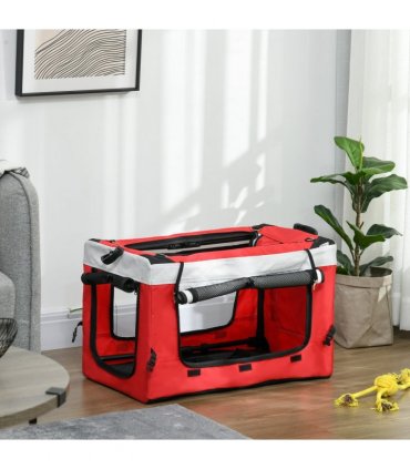 PawHut Foldable Pet Stroller w/ Detachable Carrier, Soft Padding - Red