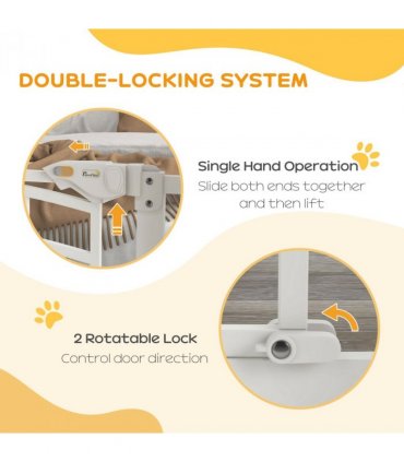 PawHut Pressure Fit, Safety Gate Dog Gate w/ Small Cat Door Opening, 74-80cm