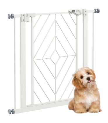 Safety Gate White Steel and PA Pressure Fit Safety Gate w/ Auto Closing Door