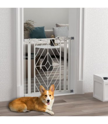 Safety Gate White Steel and PA Pressure Fit Safety Gate w/ Auto Closing Door