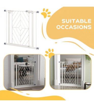 Safety Gate White Steel and PA Pressure Fit Safety Gate w/ Auto Closing Door