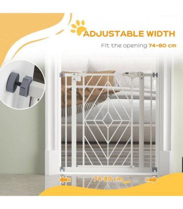 Safety Gate White Steel and PA Pressure Fit Safety Gate w/ Auto Closing Door