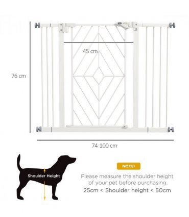 Pressure Fit Safety Gate w/ Auto Closing Door, Double Locking, 74-100cm Openings