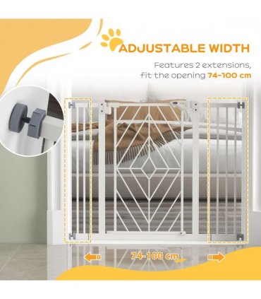 Pressure Fit Safety Gate w/ Auto Closing Door, Double Locking, 74-100cm Openings