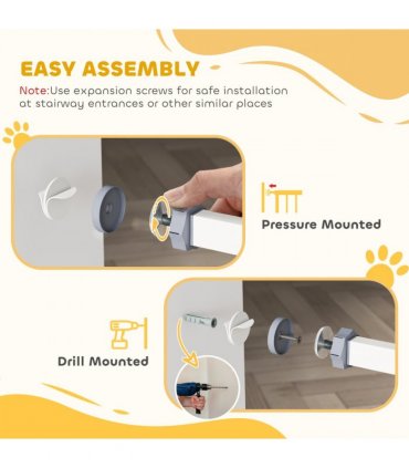 Pressure Fit Safety Gate w/ Auto Closing Door, Double Locking, 74-100cm Openings