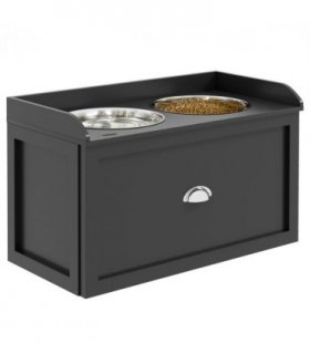 PawHut Stainless Steel Raised Dog Bowl w/ 21L Storage Drawer, for Large Dogs