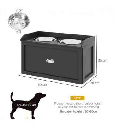 PawHut Stainless Steel Raised Dog Bowl w/ 21L Storage Drawer, for Large Dogs
