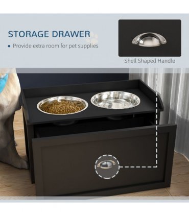 PawHut Stainless Steel Raised Dog Bowl w/ 21L Storage Drawer, for Large Dogs