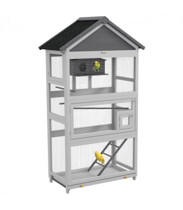PawHut Bird Cage w/ Stands for Finches, Parakeets, Small Birds - Grey