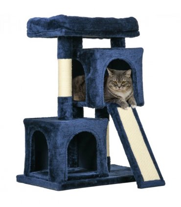 Cat Rest & Play Activity Tree Navy Blue Plush Sisal 83H x 59L x 39Wcm