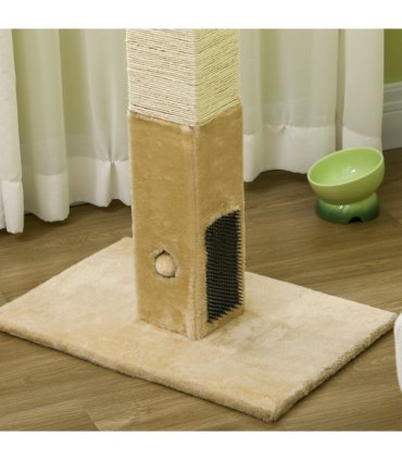 PawHut Cat Scratching Post Scratcher Climber w/ Carpet Base Hanging Toy - Beige