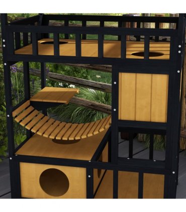 PawHut Outdoor Cat House w/ Suspension Bridge, Houses, Balcony