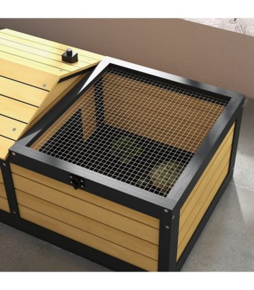 PawHut Wooden Tortoise House, Small Pet Reptile with Hide Shelter Den and Run
