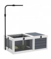 PawHut Tortoise House, Wooden Tortoise Table w/ Adjustable Lamp Holder - Grey