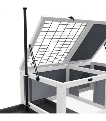 PawHut Tortoise House, Wooden Tortoise Table w/ Adjustable Lamp Holder - Grey
