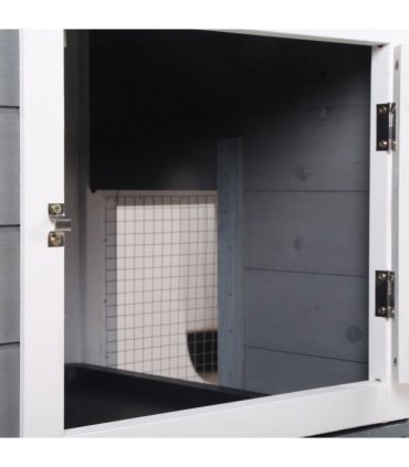 PawHut 2-Tier Wooden Rabbit Hutch Guinea Pig House Pet Cage Outdoor w/ Tray Ramp