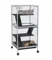 PawHut Rolling Small Animal Cage for Chinchillas Ferrets Kittens W/ Ramp Grey