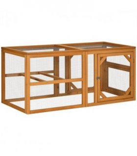PawHut Wooden Chicken Coop w/ Perches, Doors, for 2-4 Chickens