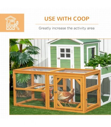 PawHut Wooden Chicken Coop w/ Perches, Doors, for 2-4 Chickens